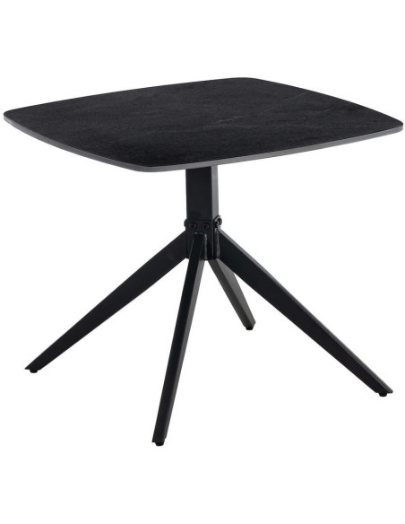 Table basse moderne chic Carrée en Pierre frittée Noir Effet marbre Métal Noir Ahlira