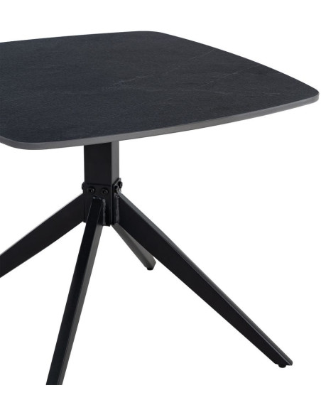 Table basse moderne chic Carrée en Pierre frittée Noir Effet marbre Métal Noir Ahlira