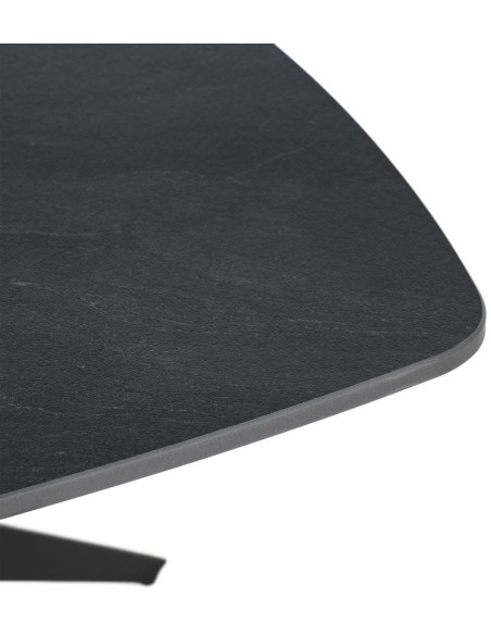 Table basse moderne chic Carrée en Pierre frittée Noir Effet marbre Métal Noir Ahlira