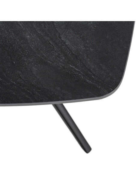 Table basse moderne chic Carrée en Pierre frittée Noir Effet marbre Métal Noir Ahlira