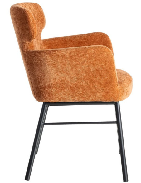 Fauteuil de table moderne mid-century Tissu Terracotta Métal Noir Gavelo (Lot de 2)