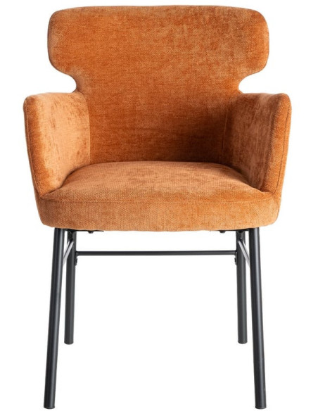 Fauteuil de table moderne mid-century Tissu Terracotta Métal Noir Gavelo (Lot de 2)