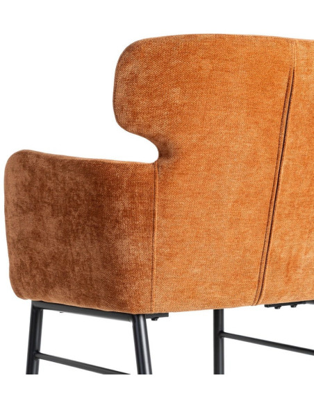 Fauteuil de table moderne mid-century Tissu Terracotta Métal Noir Gavelo (Lot de 2)