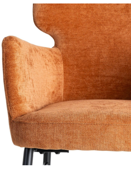 Fauteuil de table moderne mid-century Tissu Terracotta Métal Noir Gavelo (Lot de 2)