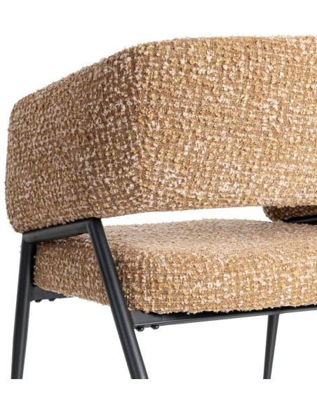 Fauteuil moderne Bouclette Tissu Jaune moutarde Bouclé Métal Noir Savira (Lot de 2)