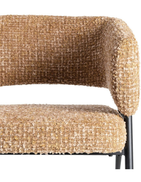 Fauteuil moderne Bouclette Tissu Jaune moutarde Bouclé Métal Noir Savira (Lot de 2)