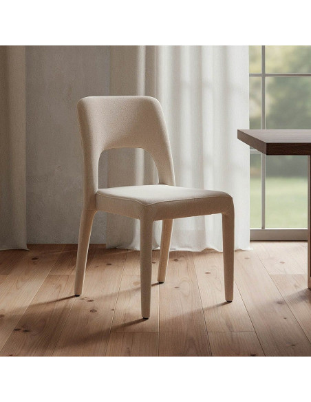 Chaise salon moderne en Tissu Gris Métal Lyora (Lot de 4)