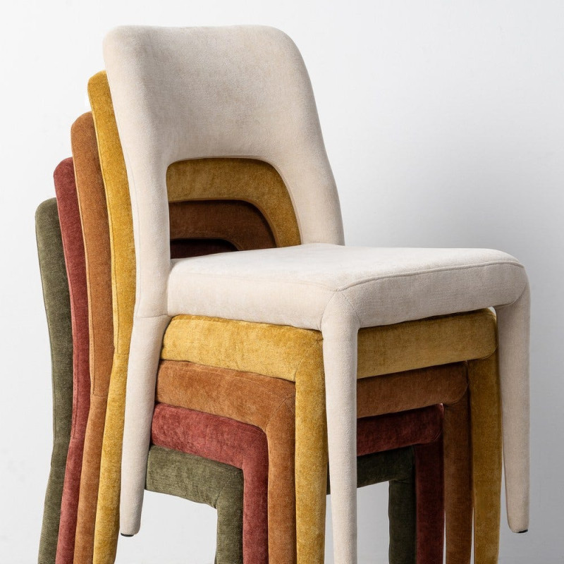 Chaise salon moderne en Tissu Jaune...