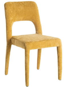 Chaise salon moderne en Tissu Jaune moutarde Métal Lyora...