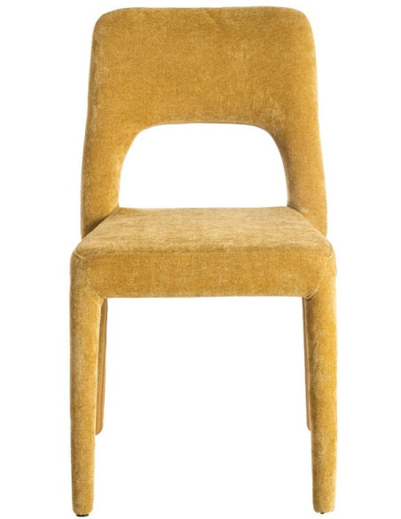 Chaise salon moderne en Tissu Jaune moutarde Métal Lyora (Lot de 4)