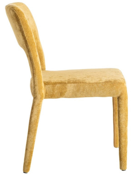 Chaise salon moderne en Tissu Jaune moutarde Métal Lyora (Lot de 4)