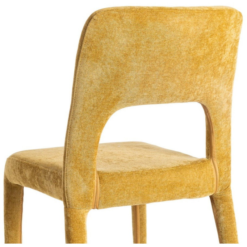 Chaise salon moderne en Tissu Jaune...