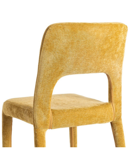 Chaise salon moderne en Tissu Jaune moutarde Métal Lyora (Lot de 4)