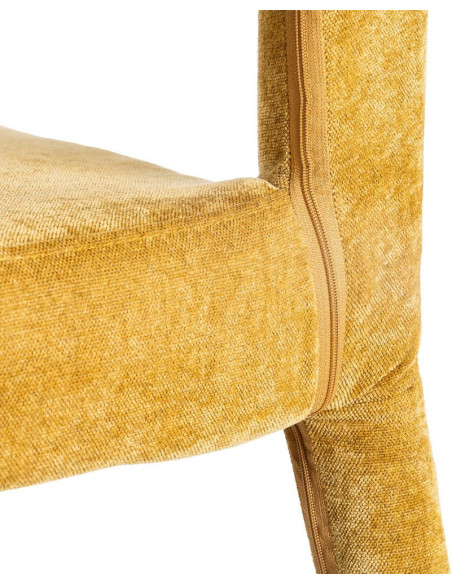 Chaise salon moderne en Tissu Jaune moutarde Métal Lyora (Lot de 4)