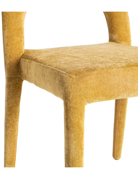 Chaise salon moderne en Tissu Jaune moutarde Métal Lyora (Lot de 4)