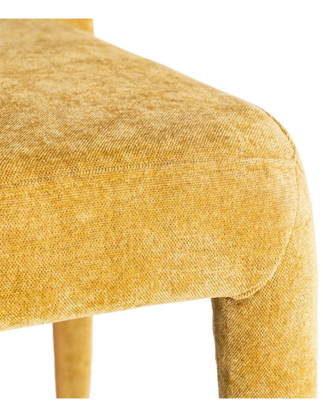 Chaise salon moderne en Tissu Jaune moutarde Métal Lyora (Lot de 4)