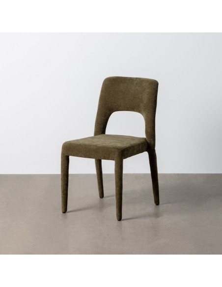 Chaise salon moderne en Tissu Vert Métal Lyora (Lot de 4)