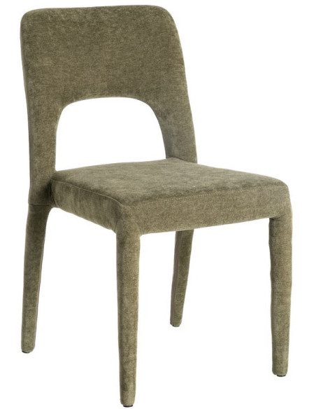 Chaise salon moderne en Tissu Vert Métal Lyora (Lot de 4)