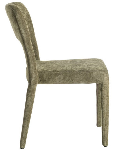 Chaise salon moderne en Tissu Vert Métal Lyora (Lot de 4)