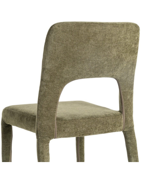 Chaise salon moderne en Tissu Vert Métal Lyora (Lot de 4)