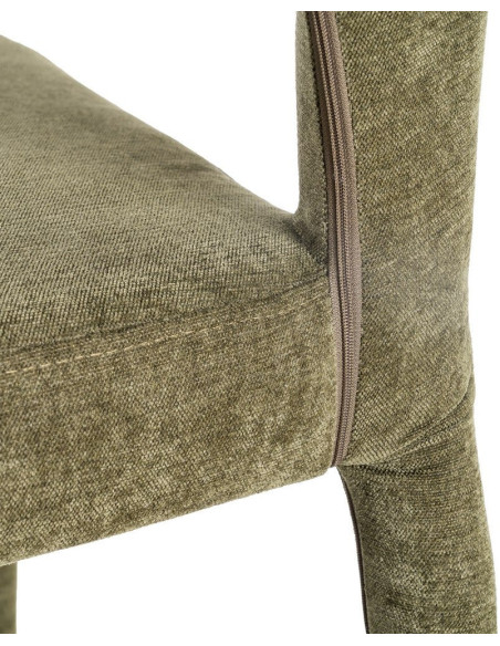 Chaise salon moderne en Tissu Vert Métal Lyora (Lot de 4)