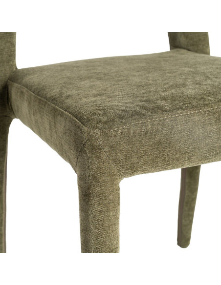 Chaise salon moderne en Tissu Vert Métal Lyora (Lot de 4)