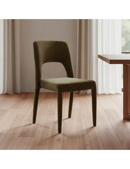 Chaise salon moderne en Tissu Vert Métal Lyora (Lot de 4)