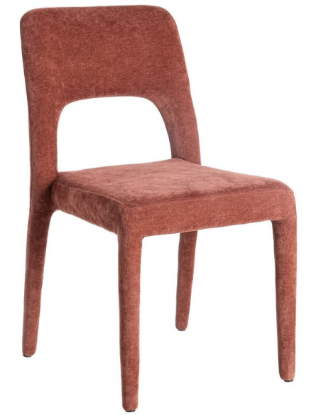 Chaise salon moderne en Tissu Rouge bordeaux Métal Lyora (Lot de 4)