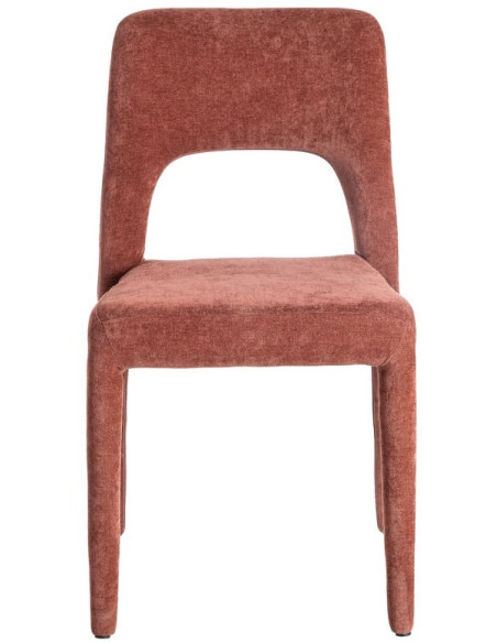 Chaise salon moderne en Tissu Rouge bordeaux Métal Lyora (Lot de 4)