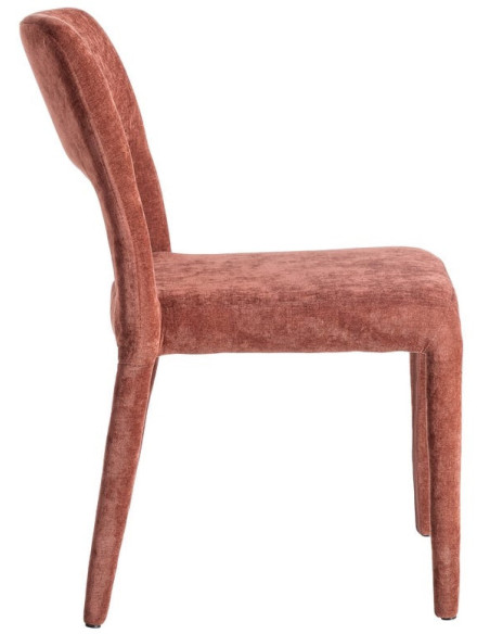 Chaise salon moderne en Tissu Rouge bordeaux Métal Lyora (Lot de 4)