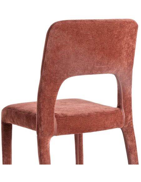 Chaise salon moderne en Tissu Rouge bordeaux Métal Lyora (Lot de 4)