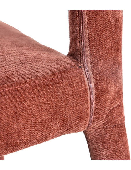 Chaise salon moderne en Tissu Rouge bordeaux Métal Lyora (Lot de 4)