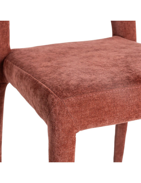Chaise salon moderne en Tissu Rouge bordeaux Métal Lyora (Lot de 4)
