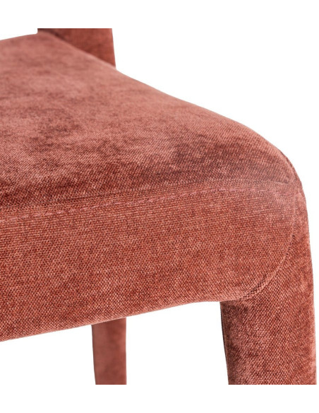 Chaise salon moderne en Tissu Rouge bordeaux Métal Lyora (Lot de 4)