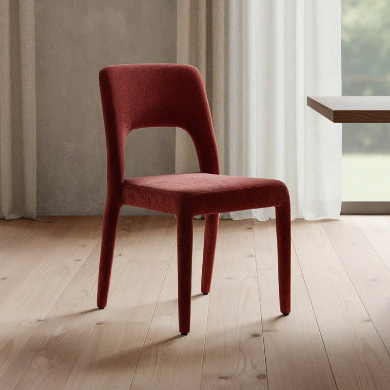 Chaise salon moderne en Tissu Rouge...