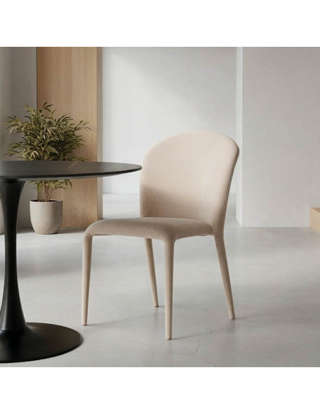 Chaise minimaliste en Tissu Gris Métal Muraya (Lot de 4)