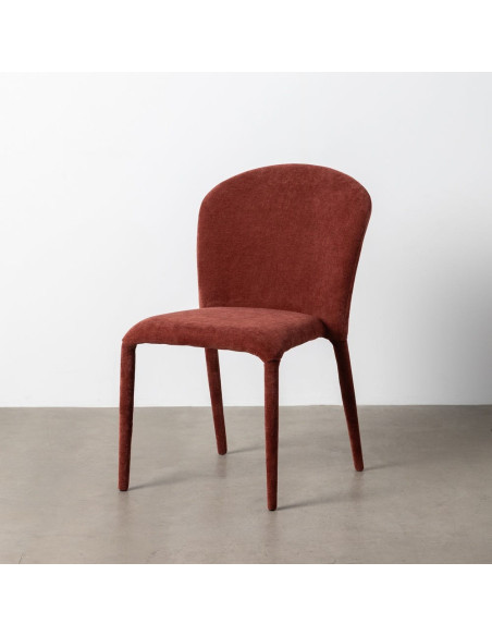 Chaise minimaliste en Tissu Rouge bordeaux Métal Muraya (Lot de 4)