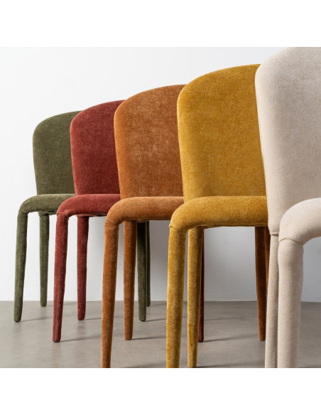 Chaise minimaliste en Tissu Rouge bordeaux Métal Muraya (Lot de 4)