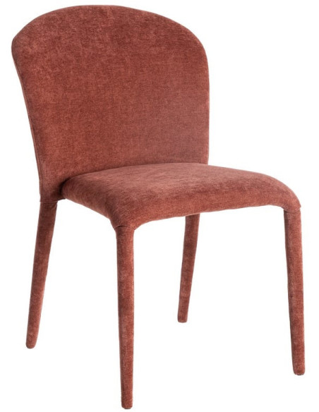 Chaise minimaliste en Tissu Rouge bordeaux Métal Muraya (Lot de 4)