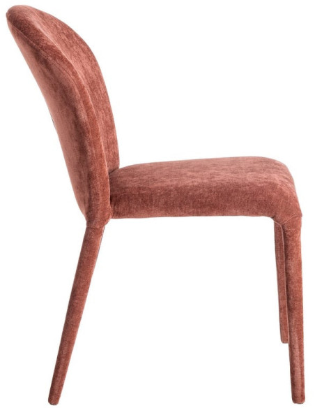 Chaise minimaliste en Tissu Rouge bordeaux Métal Muraya (Lot de 4)