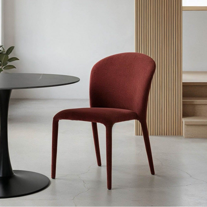 Chaise minimaliste en Tissu Rouge...