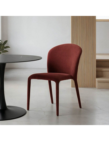 Chaise minimaliste en Tissu Rouge bordeaux Métal Muraya (Lot de 4)