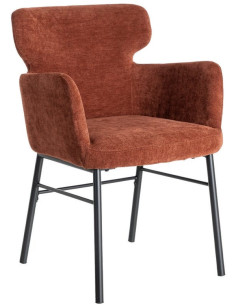 Fauteuil de table moderne mid-century Tissu Rouge...