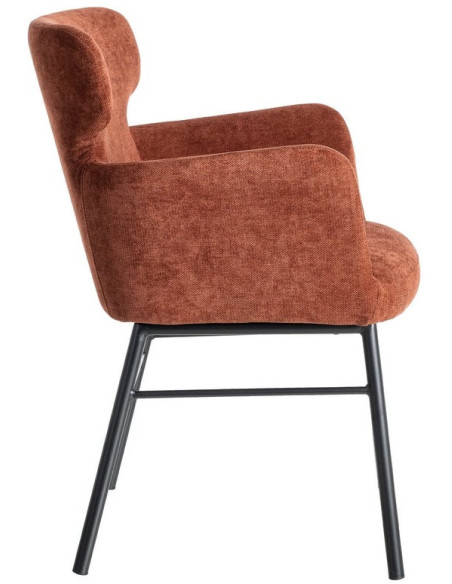 Fauteuil de table moderne mid-century Tissu Rouge bordeaux Métal Noir Gavelo (Lot de 2)