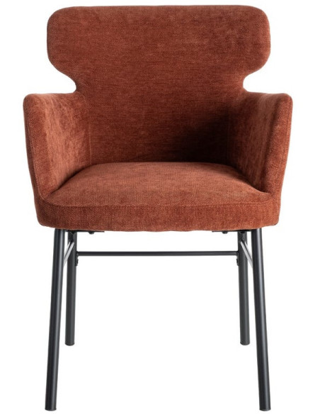 Fauteuil de table moderne mid-century Tissu Rouge bordeaux Métal Noir Gavelo (Lot de 2)