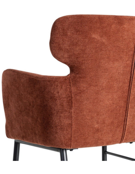 Fauteuil de table moderne mid-century Tissu Rouge bordeaux Métal Noir Gavelo (Lot de 2)