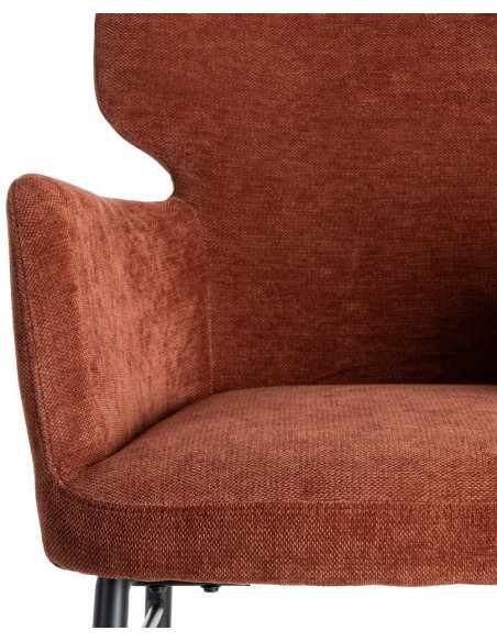 Fauteuil de table moderne mid-century Tissu Rouge bordeaux Métal Noir Gavelo (Lot de 2)
