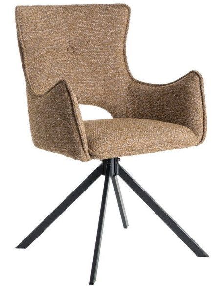 Fauteuil de table industriel chic Tissu Beige Métal Noir Ulrano (Lot de 2)