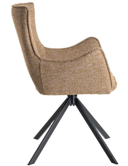 Fauteuil de table industriel chic Tissu Beige Métal Noir Ulrano (Lot de 2)