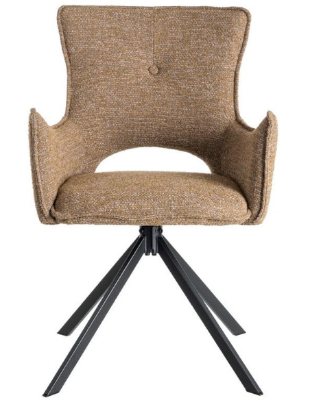 Fauteuil de table industriel chic Tissu Beige Métal Noir Ulrano (Lot de 2)